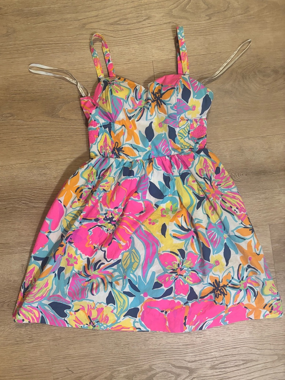 Lilly Pulitzer bright Pink Multicolor Floral Mini Sundress